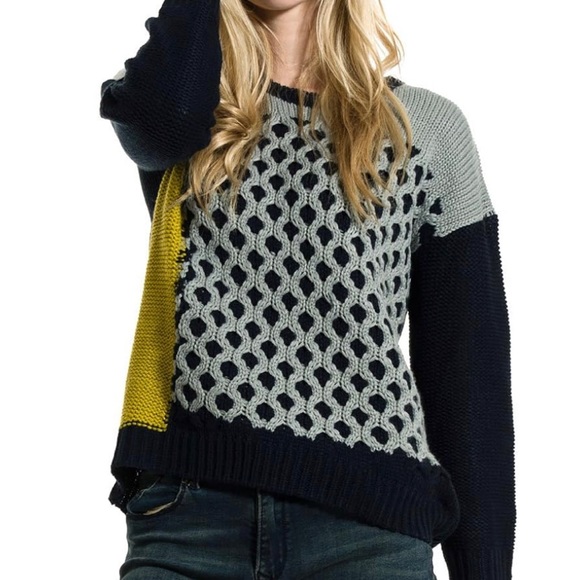 Women’s Smash XXL Stitch Chunky Knit colorblock yellow and navy and grey - Picture 9 of 9